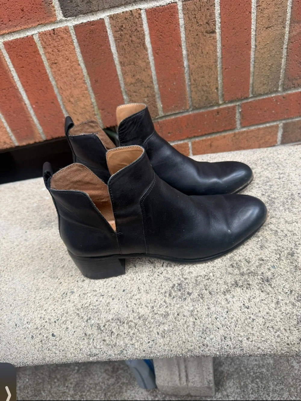Franco Sarto Black Leather Ankle Booties Low Heel Chelsea Boots